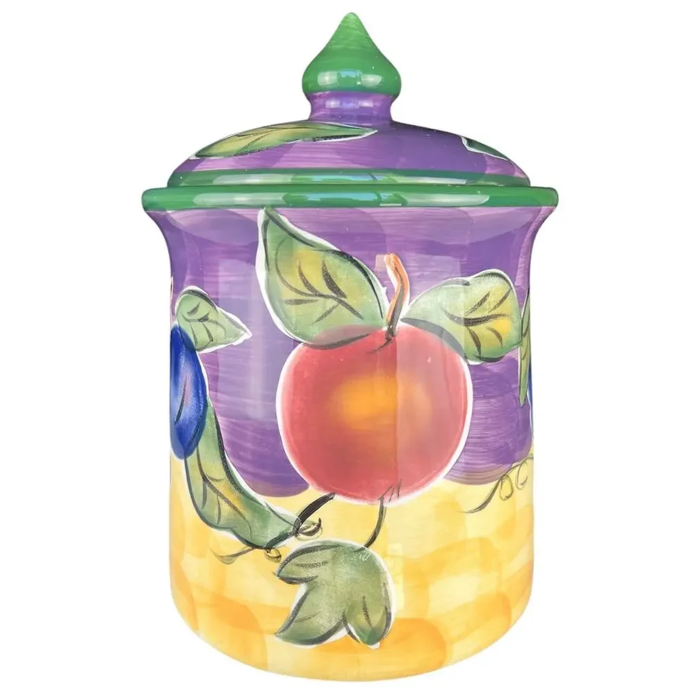 Tabletops Unlimited Vintage Scandicci Hand Painted Ceramic Fruit Canister Set 3